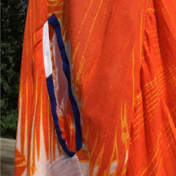 Diane Von Furstenberg Dress Indochine Orange Palm Empire Waist Halter Size 2 - Picture 6 of 11